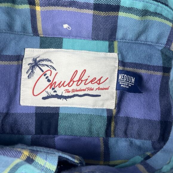 Chubbies Shirt Mens M Blue Flannel Plaid Button Down Long Sleeve - Picture 3 of 10